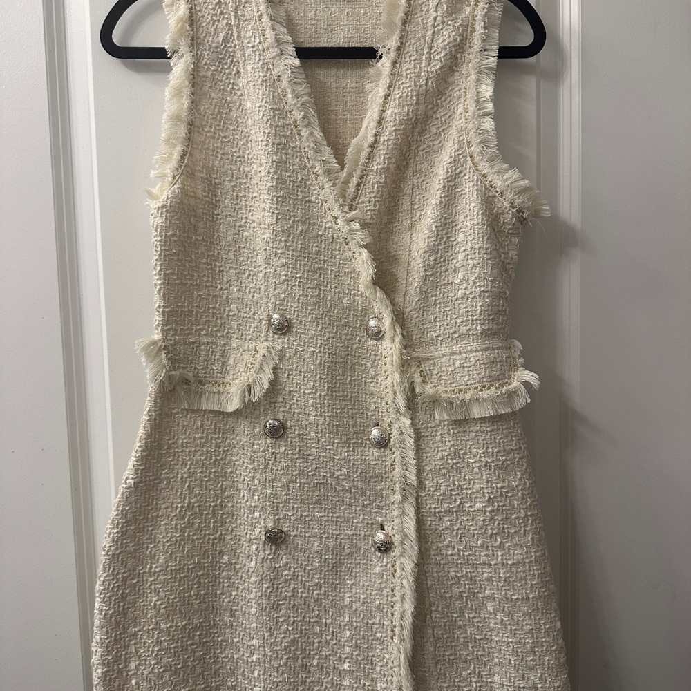 Elegant Cream Tweed Dress